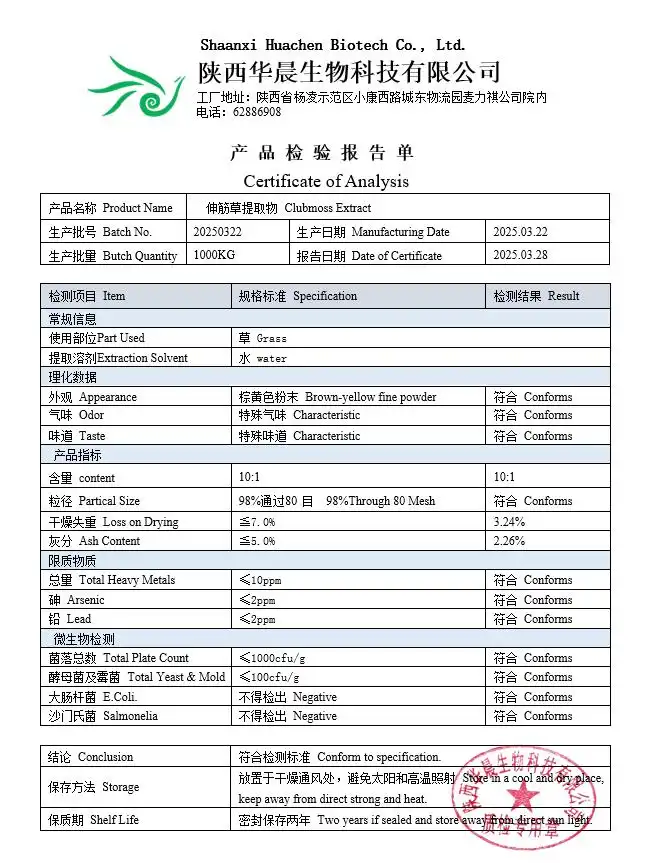 Clubmoss Extract coa